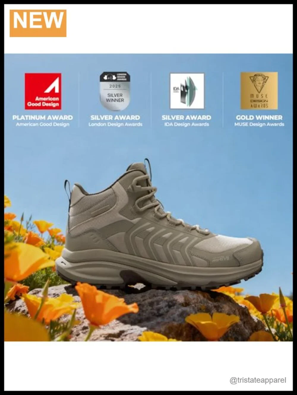 Waterproof Hiking Boots Lightweight Ankle Lace Up Outdoor Trail Shoes - Nylon